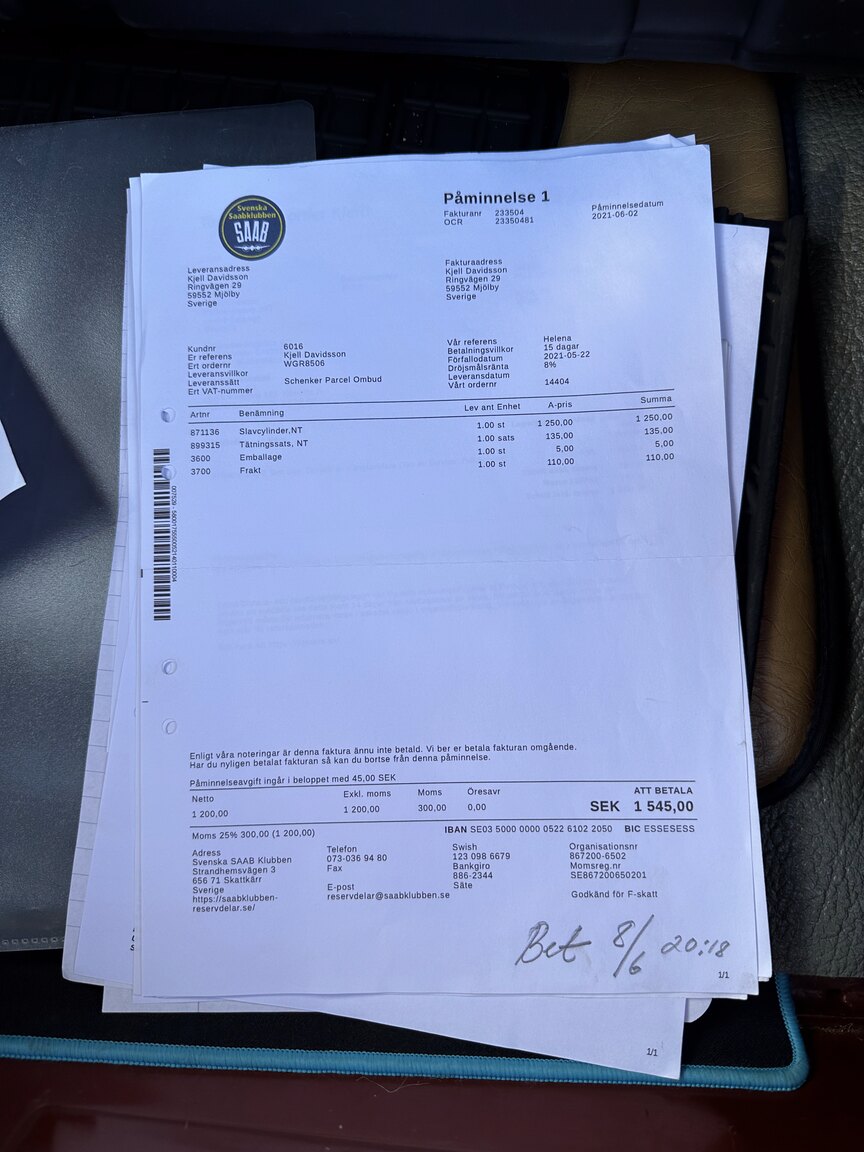 Dokumentation för 1974 SAAB 99 