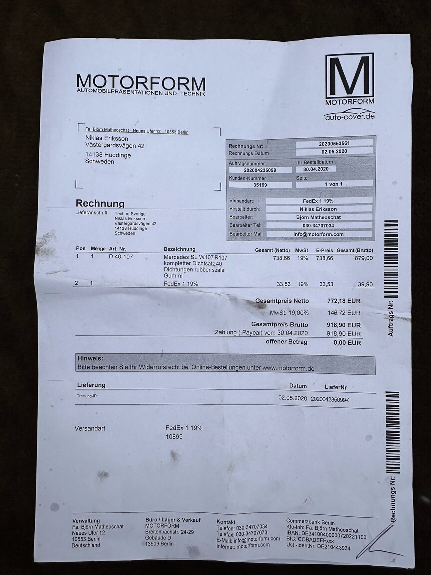 Documentation for 1973 Mercedes-Benz 450 SL (3)