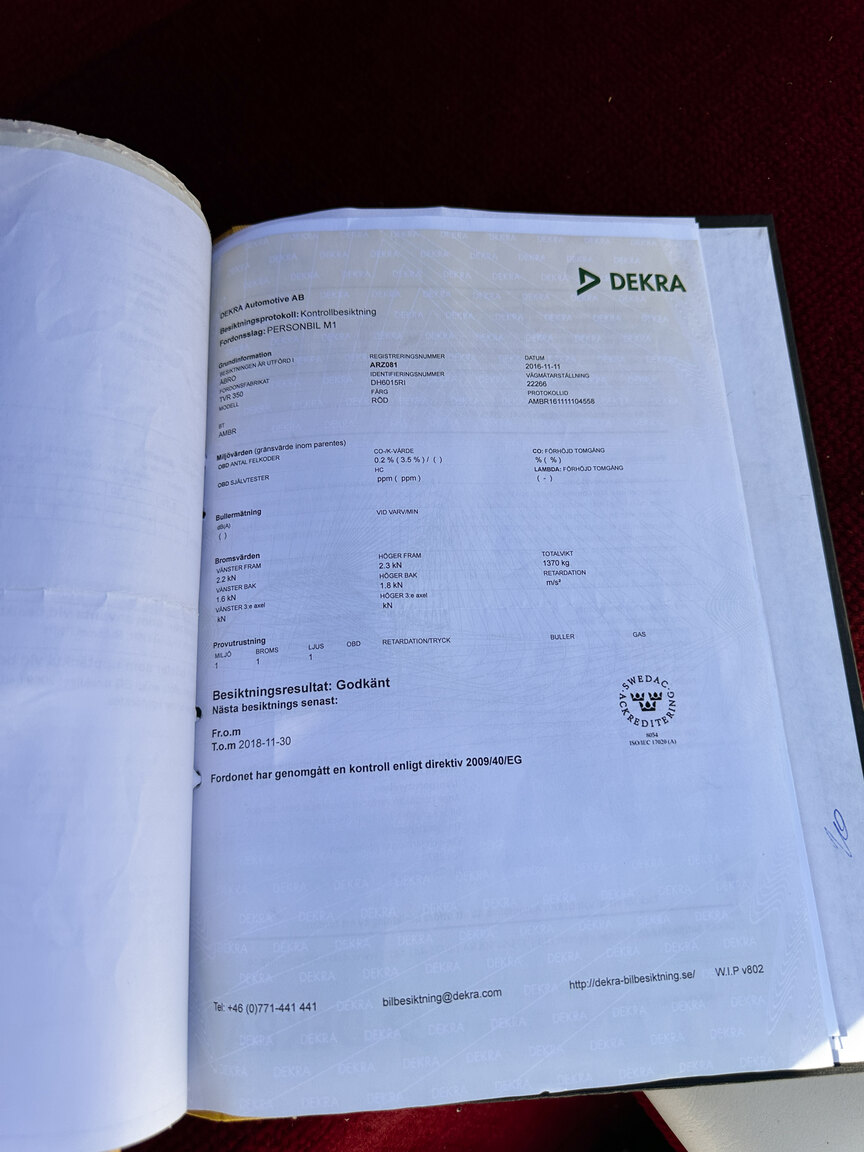Dokumentation för 1985 TVR 350i Cabriolet 3.5 V8