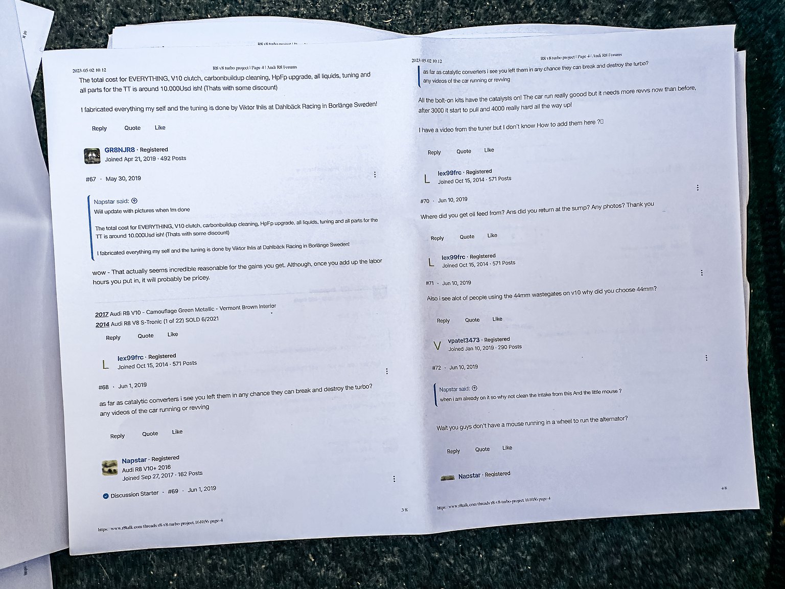 Documentation for 2008 Audi R8 4.2 V8 Turbo Manuell
