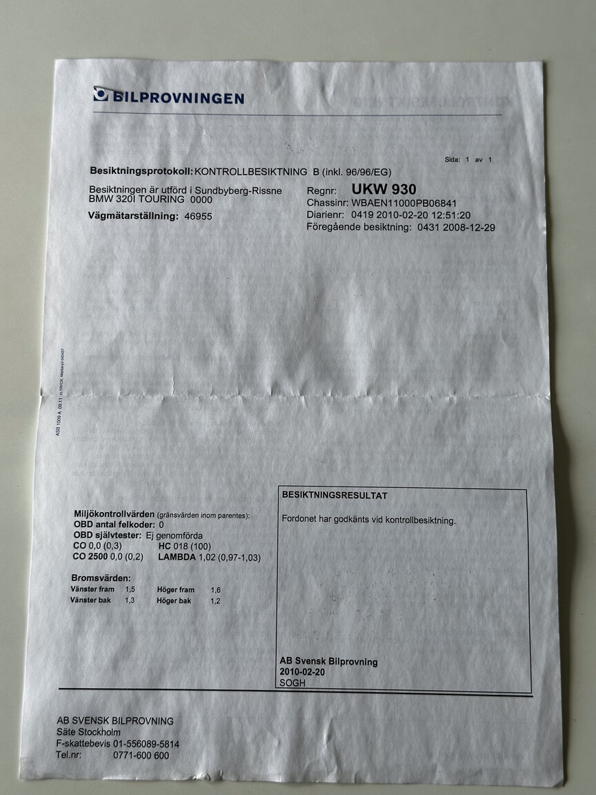 Dokumentation för 2003 BMW 320i Touring