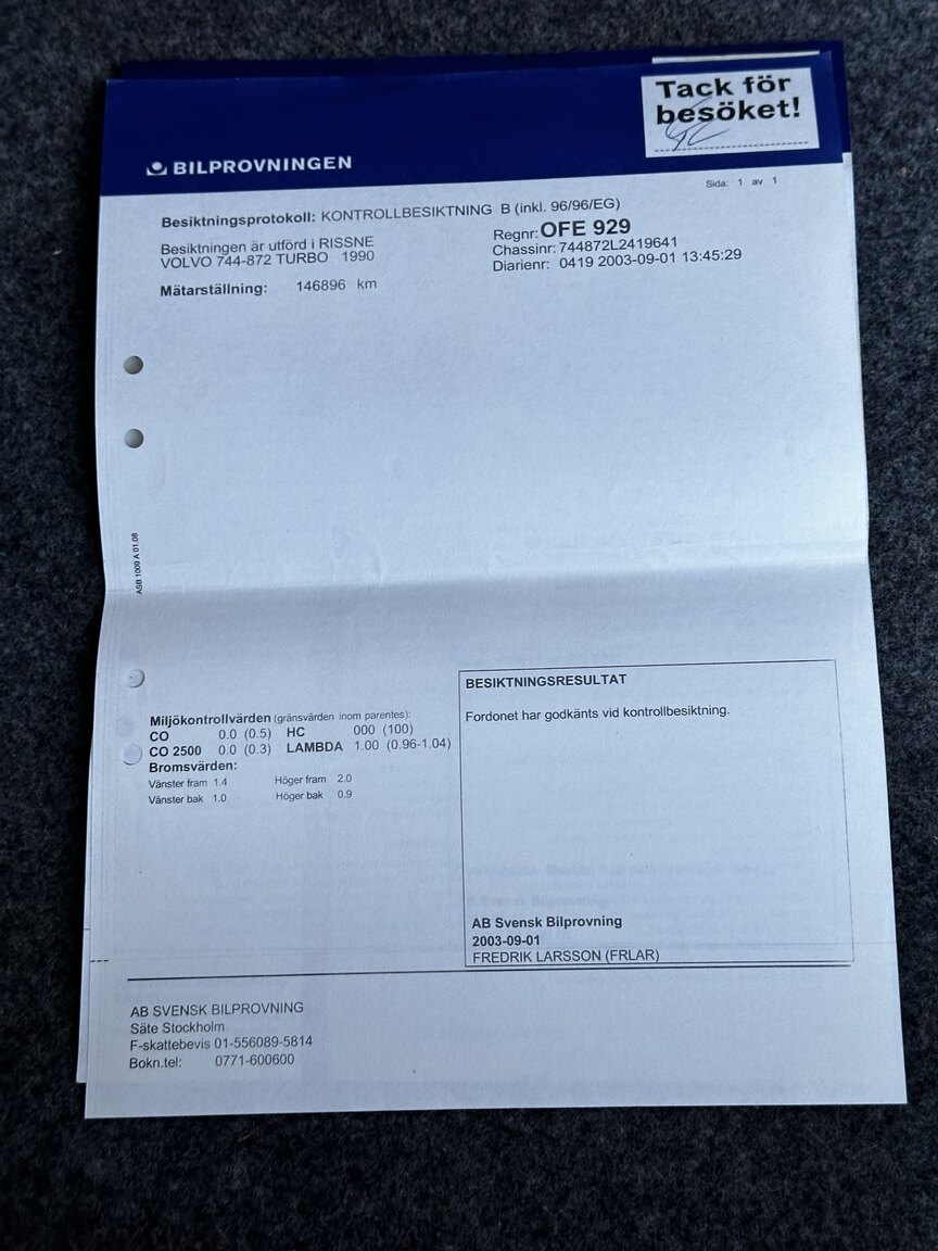 Dokumentation för 1990 VOLVO 740 Turbo (19)