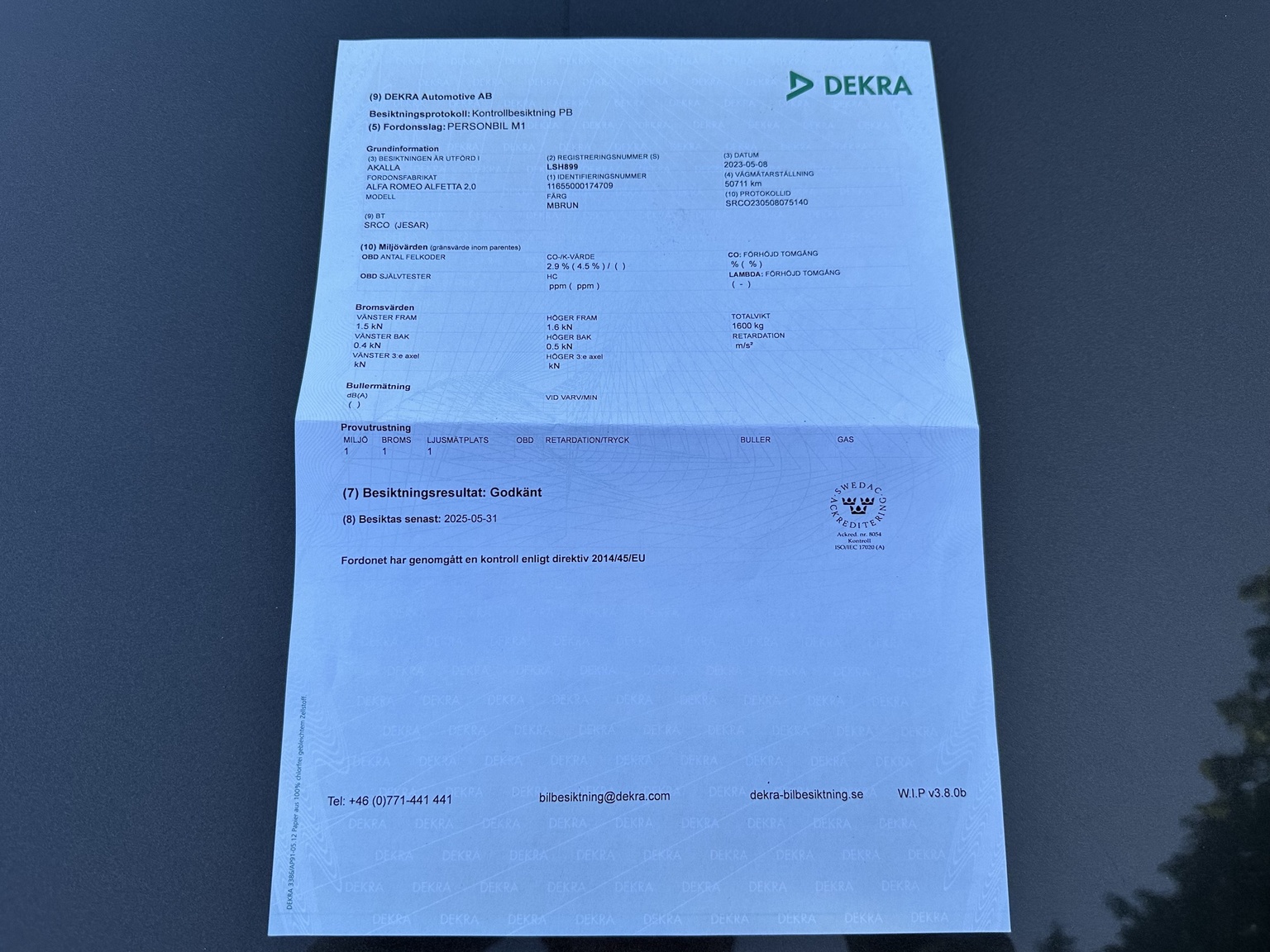 Dokumentation för 1984 Alfa Romeo Alfetta 2000