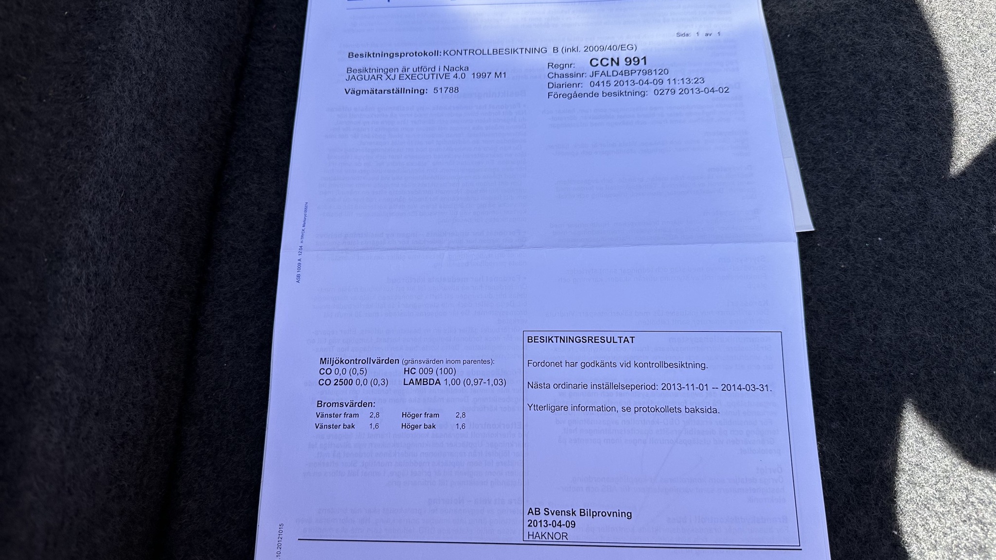 Dokumentation för 1997 Jaguar XJ 4.0 Executive