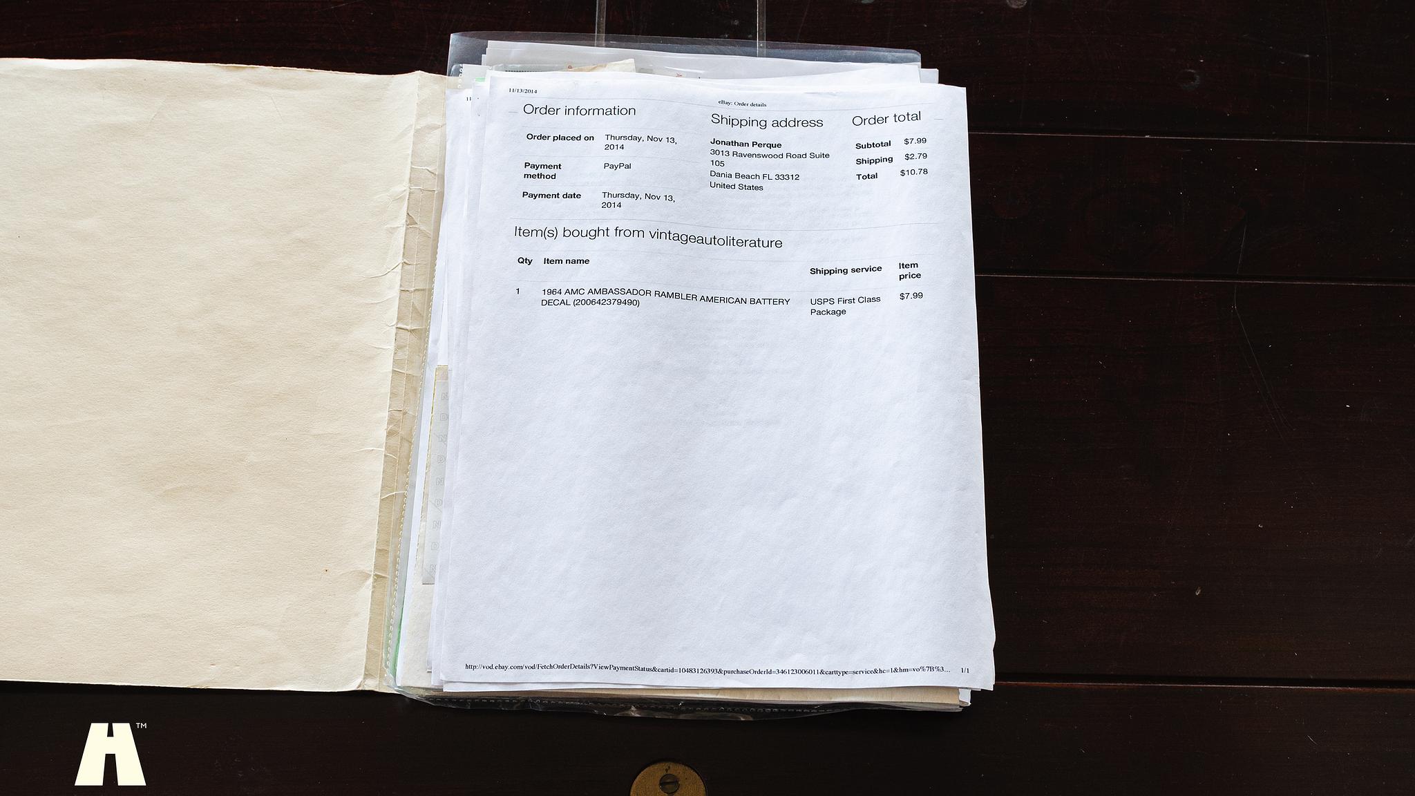 Documentation for 1965 AMC Rambler Marlin 327 CUI 5.4 V8