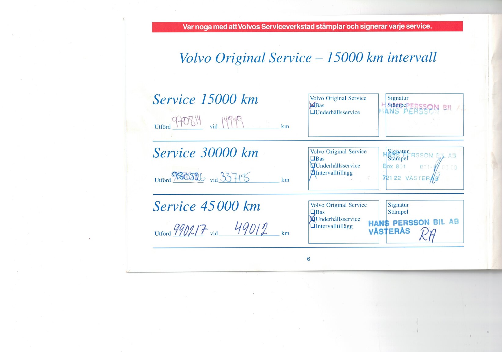 Documentation for 1996 VOLVO 960 Executive