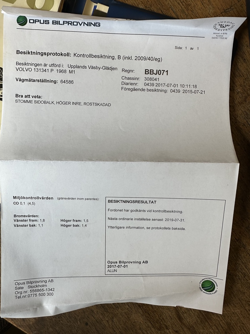Documentation for 1968 Volvo Amazon 121