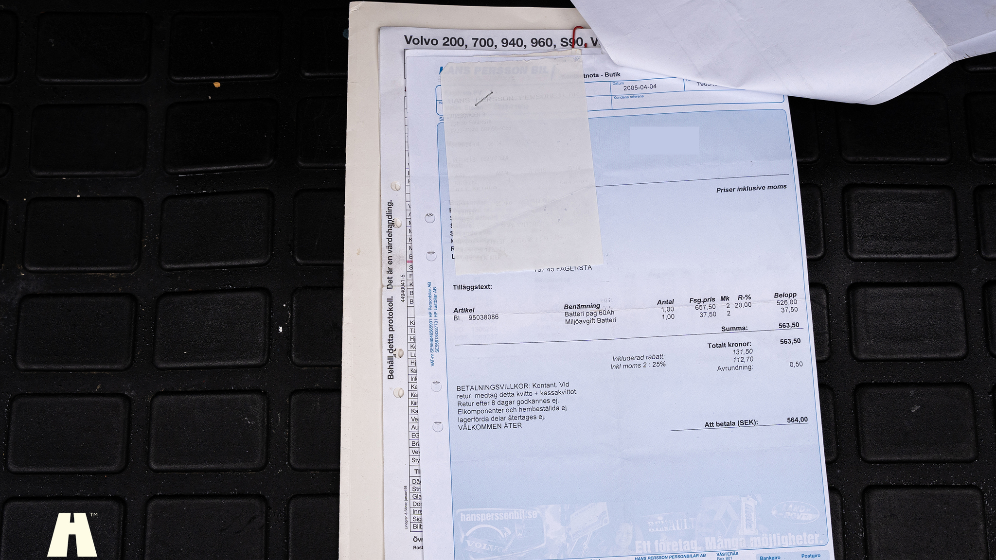 Documentation for 1995 Volvo 940 SE