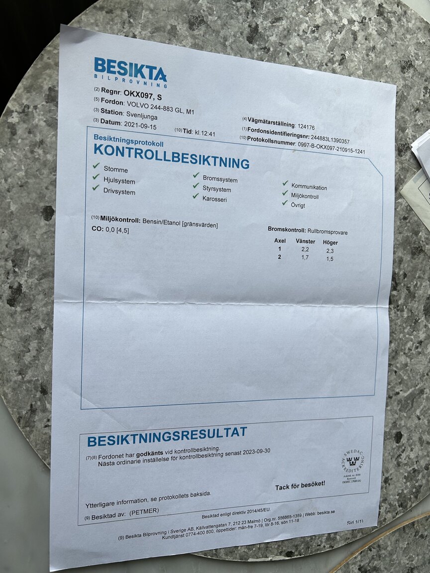 Documentation for 1990 Volvo 240 GL