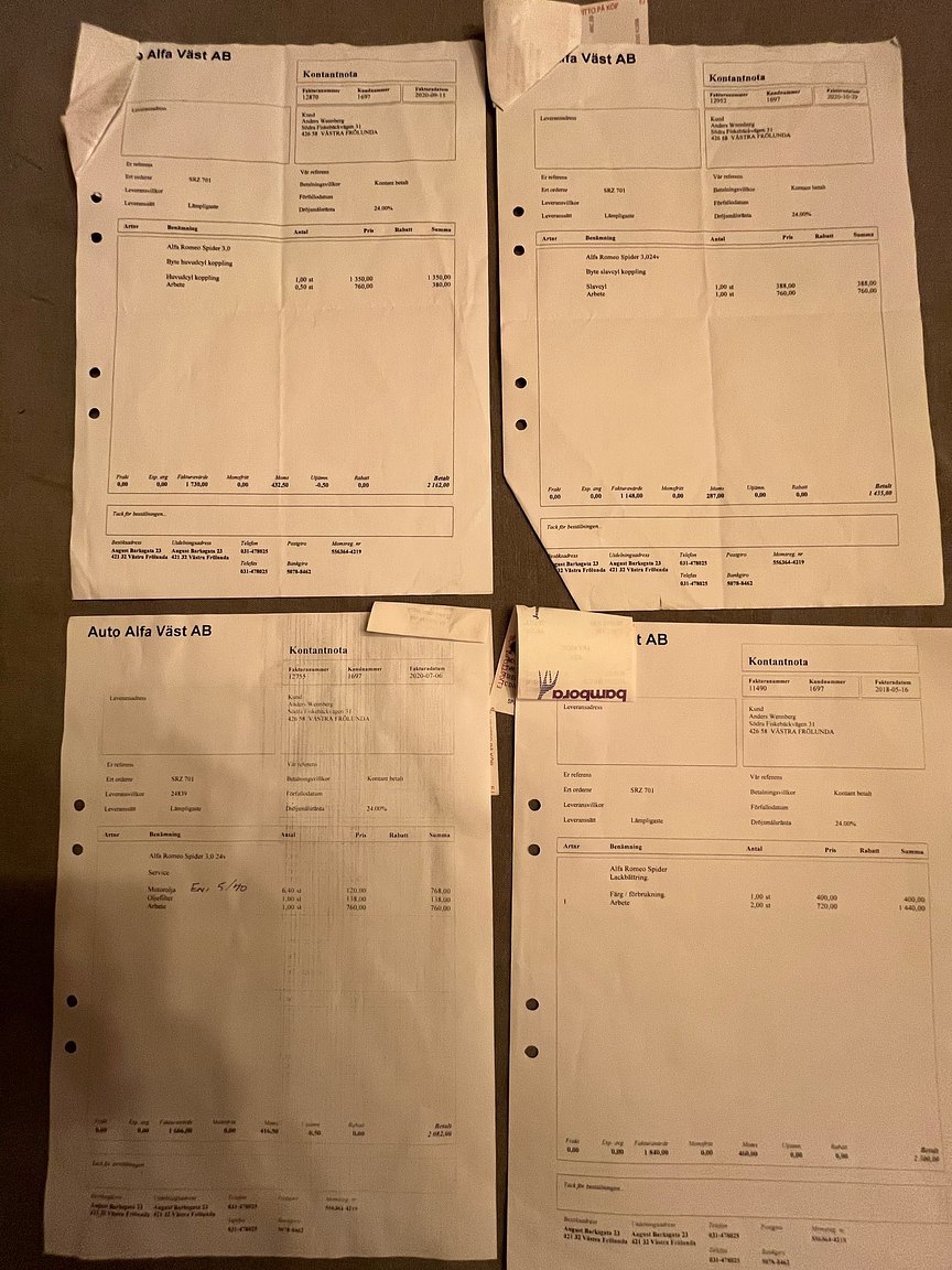 Documentation for 2001 Alfa Romeo Spider 3.0 V6