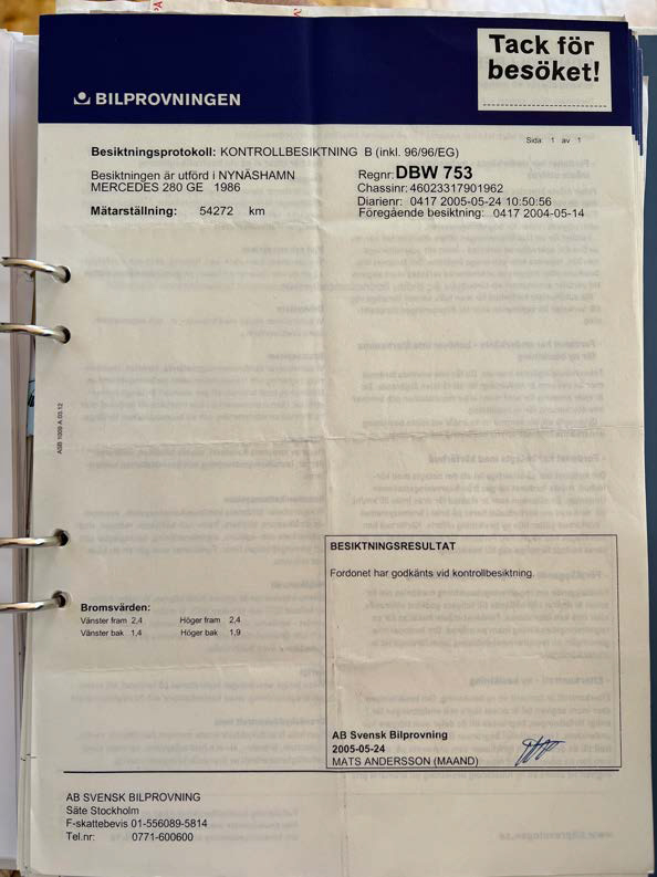 Dokumentation för 1986 Mercedes 280 GE (14)