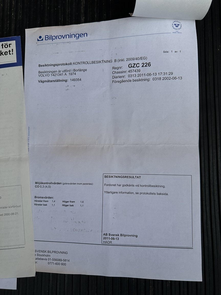 Dokumentation, 1974 Volvo 142 2.0