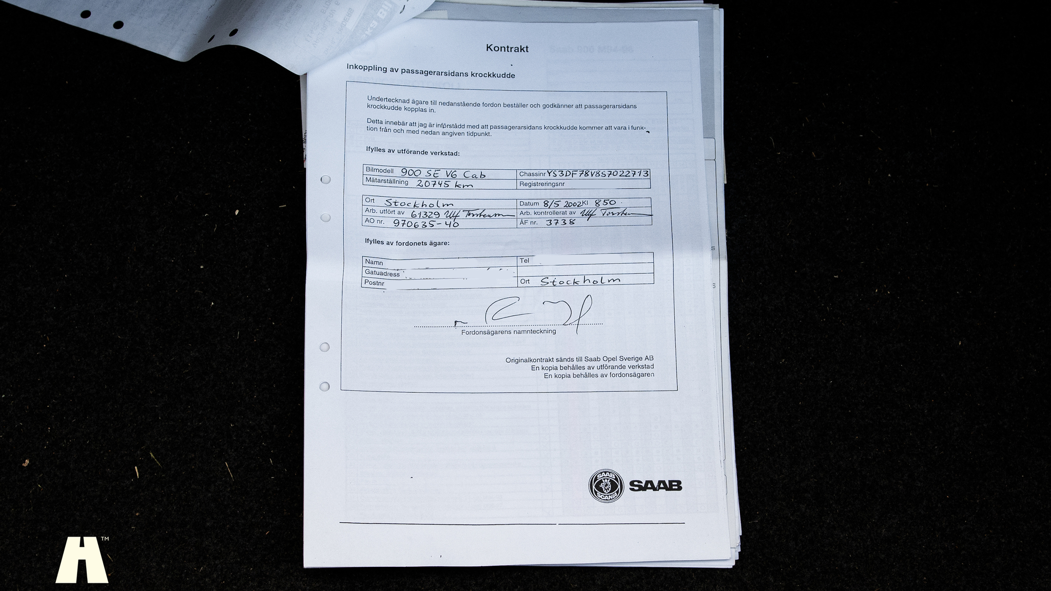 Dokumentation för 1995 SAAB 900 SE V6 Automat