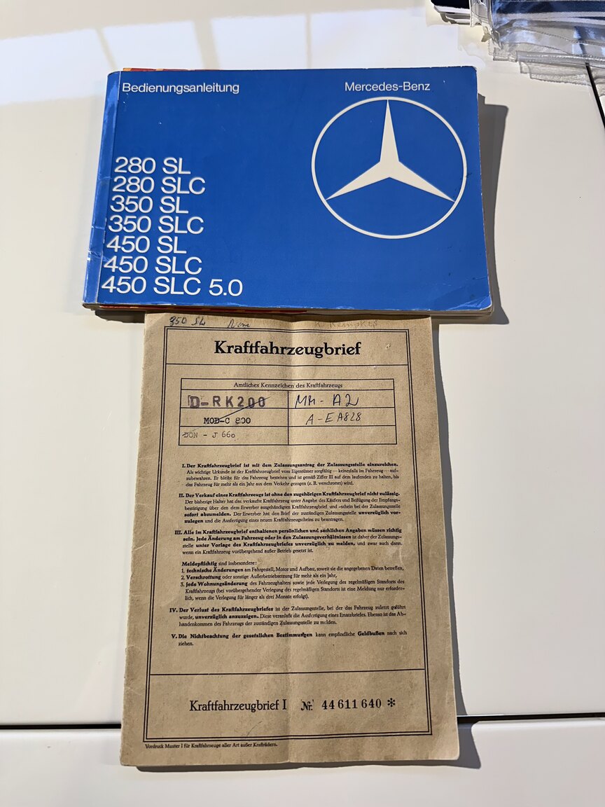 Documentation for 1972 Mercedes-Benz 350 SL
