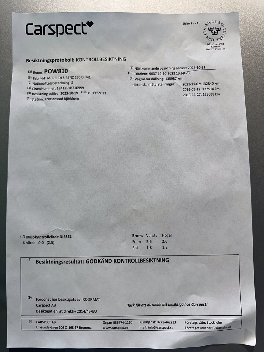 Documentation for 1992 Mercedes-Benz 250D