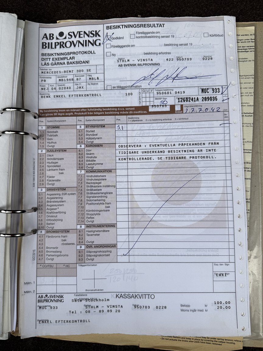 Dokumentation för 1987 Mercedes-Benz 300 SE