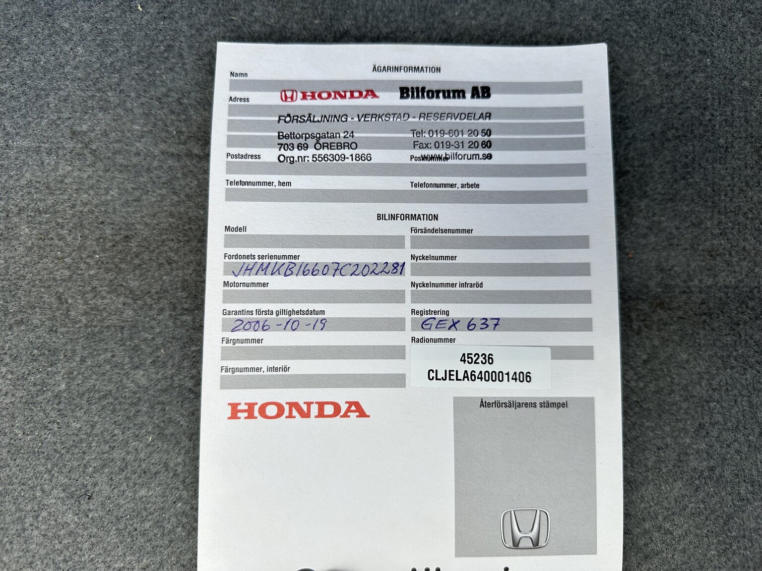 Dokumentation för 2007 Honda Legend (4)