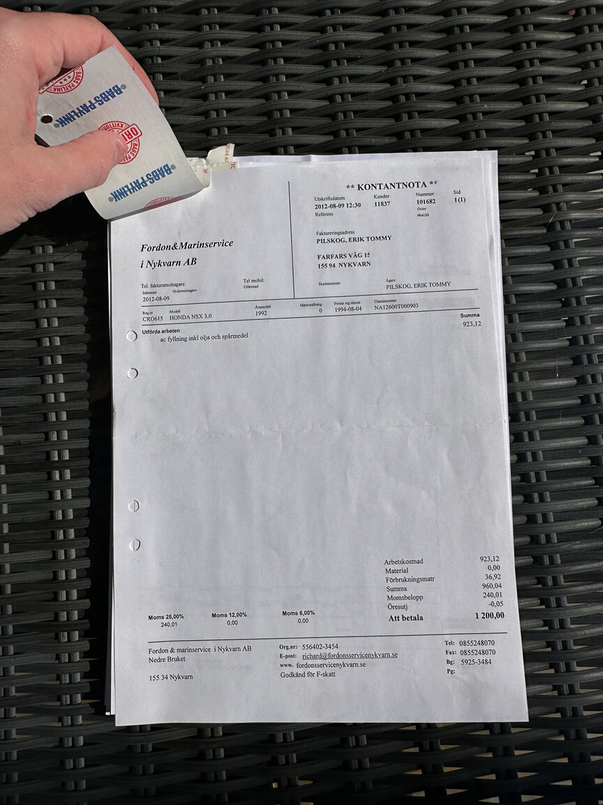Documentation for 1992 Honda NSX 3.0