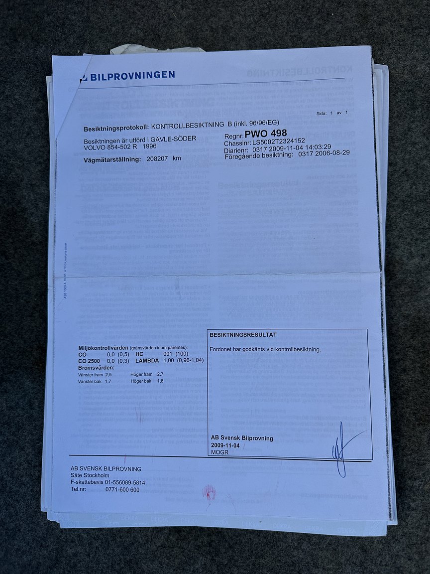 Dokumentation, 1996 Volvo 850 R