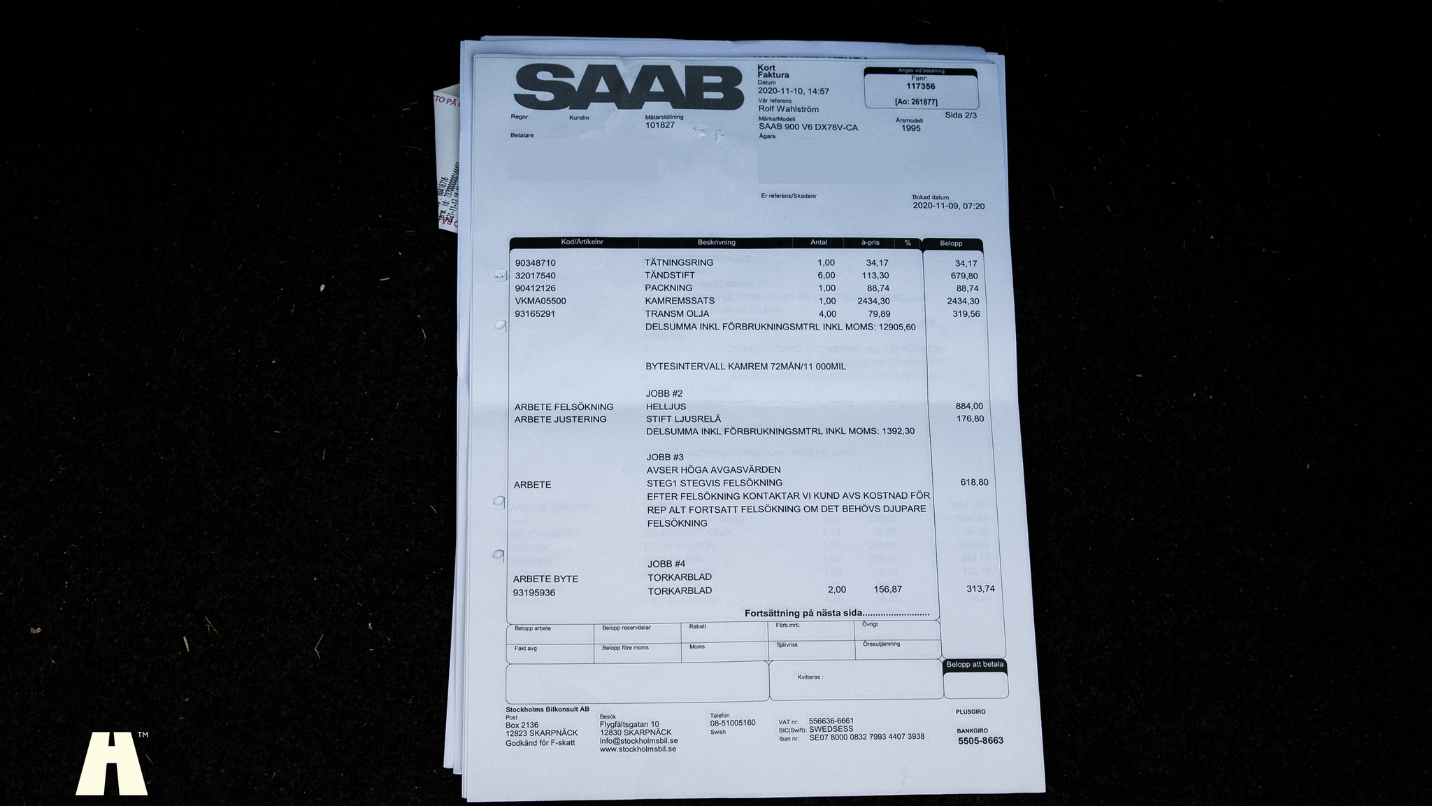 Dokumentation för 1995 SAAB 900 SE V6 Automat