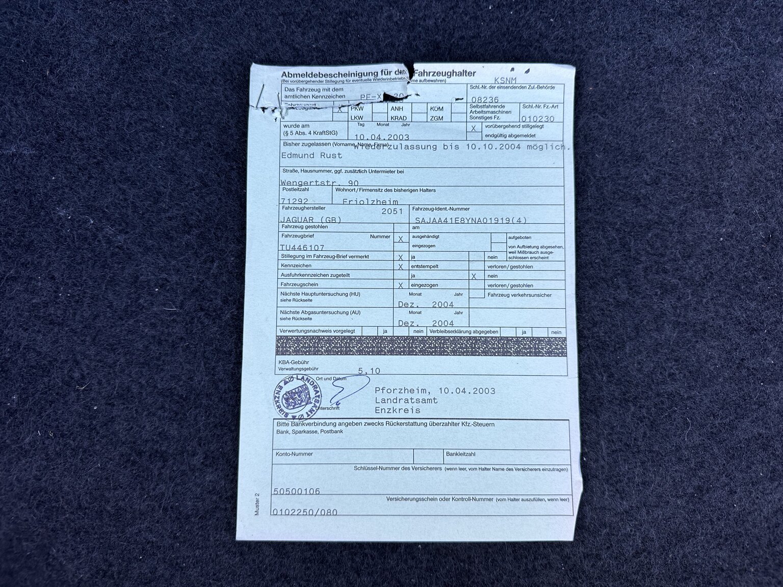Dokumentation för 2000 Jaguar XK 8