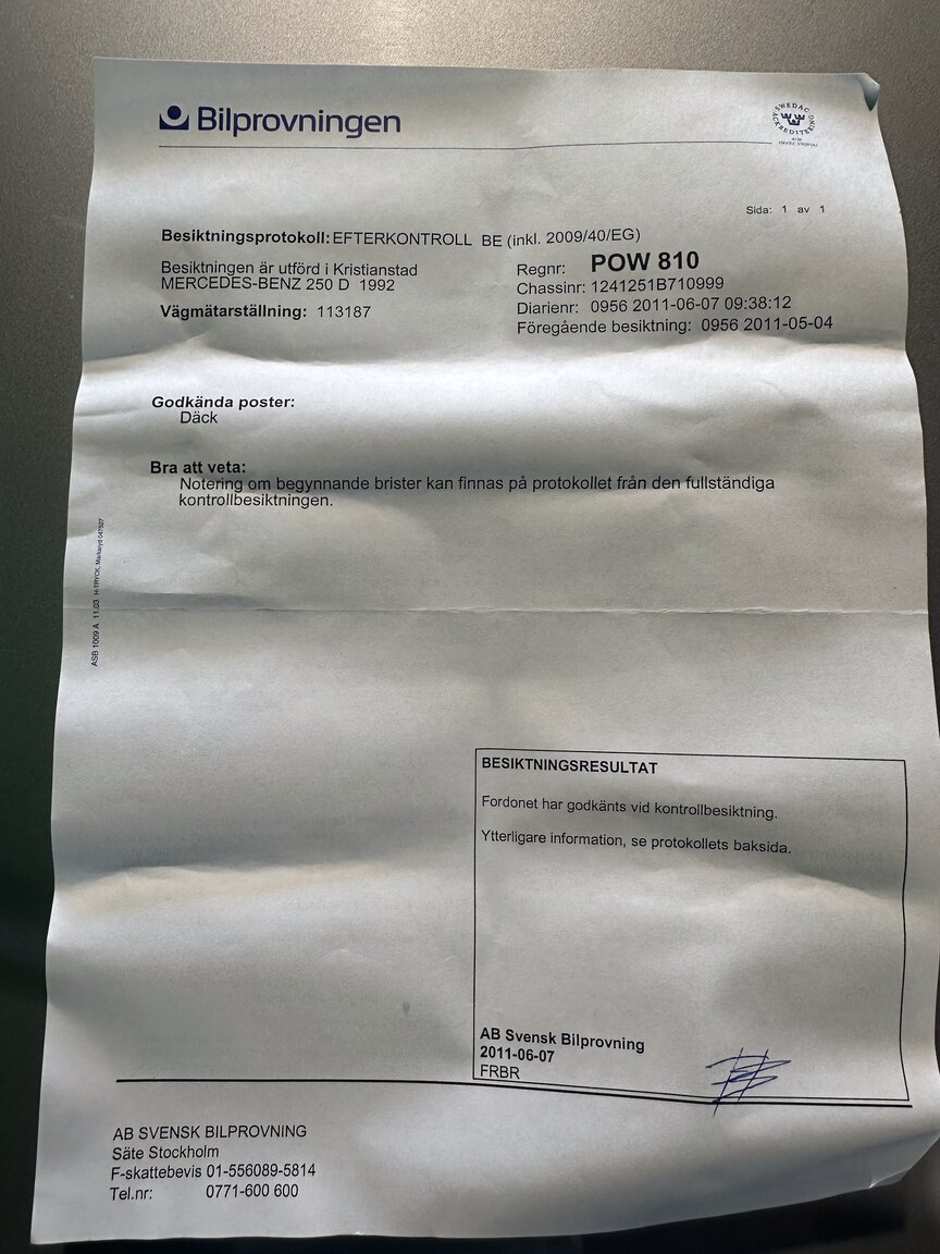 Documentation for 1992 Mercedes-Benz 250D