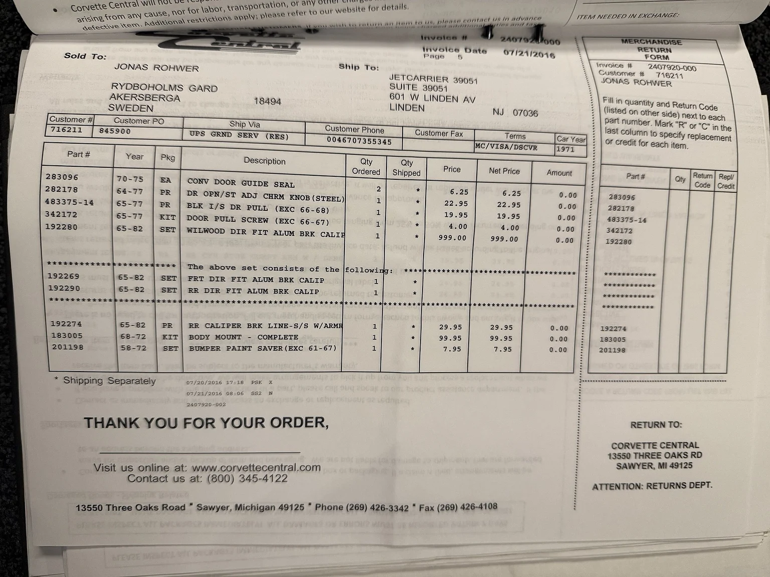 Dokumentation för 1971 Chevrolet Corvette Stingray Special 598 cui V8 795 hk (84)
