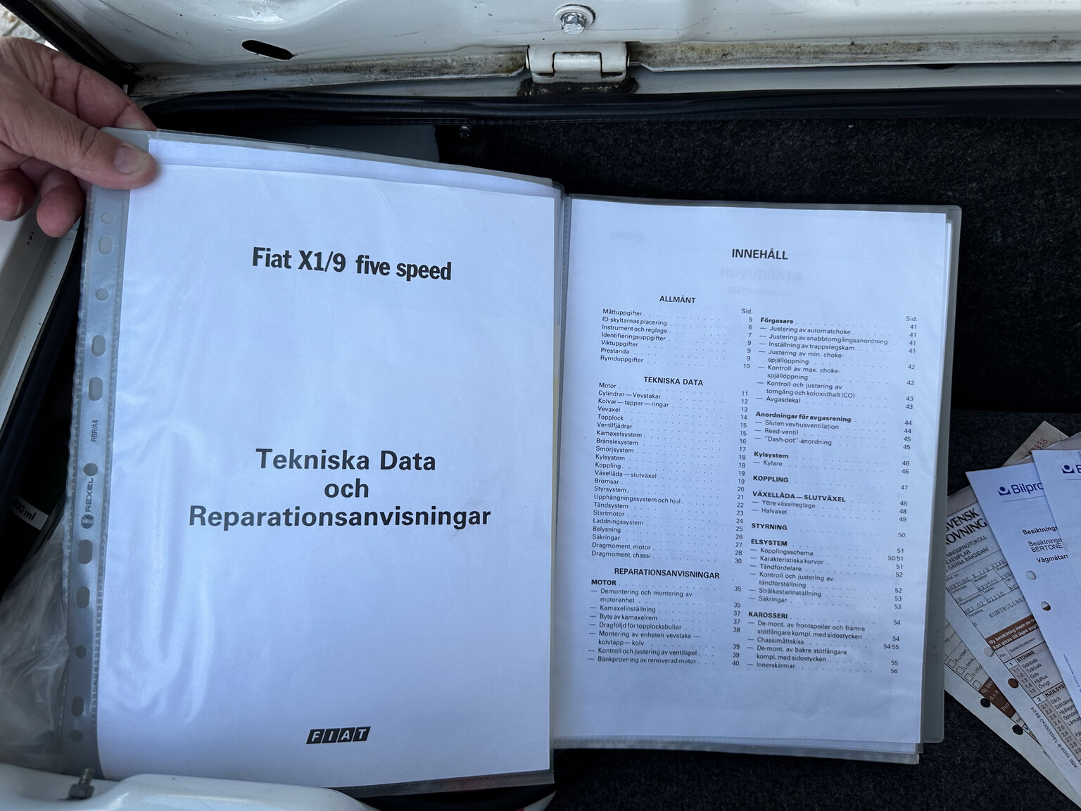 Dokumentation för 1984 Bertone X 1/9