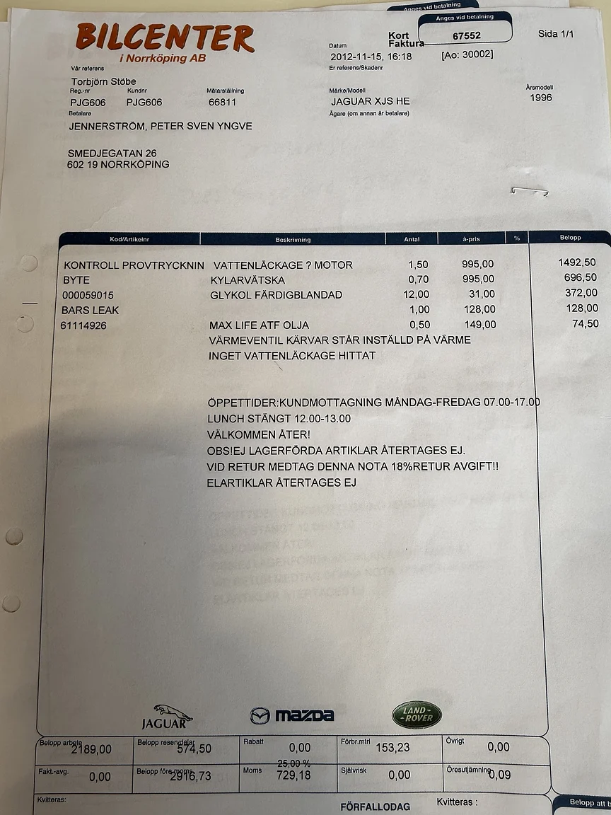 Dokumentation för 1985 Jaguar XJS HE (11)