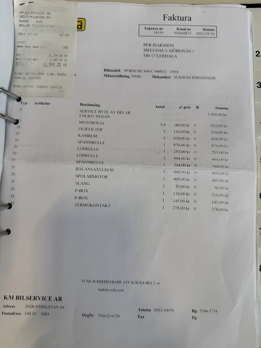 Dokumentation för 1984 Porsche 944 Targa (8)