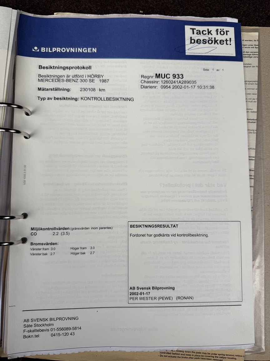 Dokumentation, 1987 Mercedes-Benz 300 SE