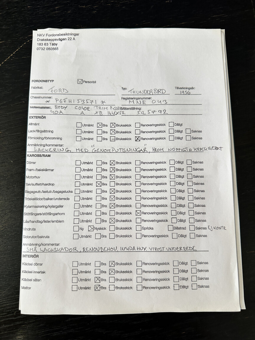 Documentation for 1956 Ford Thunderbird