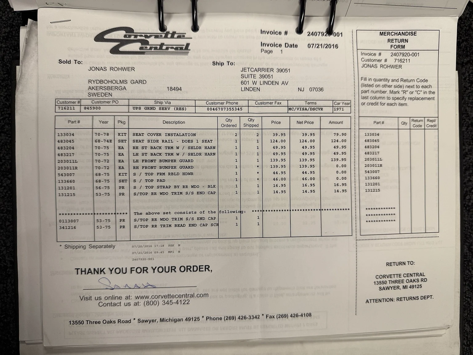 Dokumentation för 1971 Chevrolet Corvette Stingray Special 598 cui V8 795 hk (72)