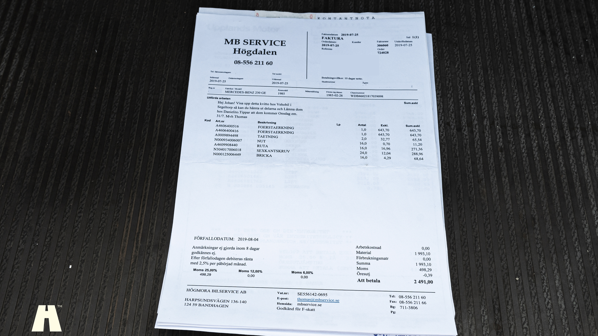 Dokumentation, 1985 Mercedes 230GE Cabrio