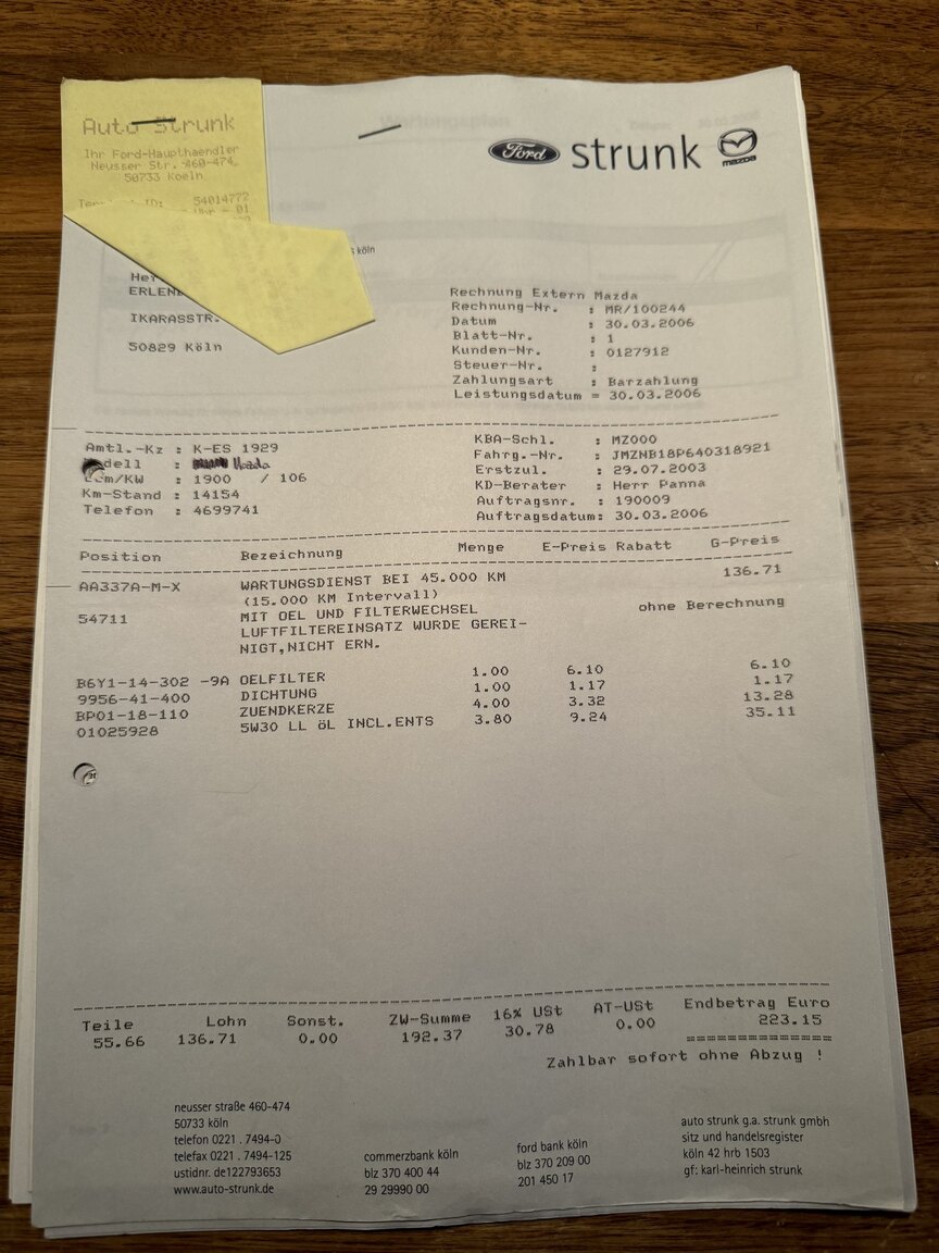 Dokumentation för 2004 Mazda MX-5