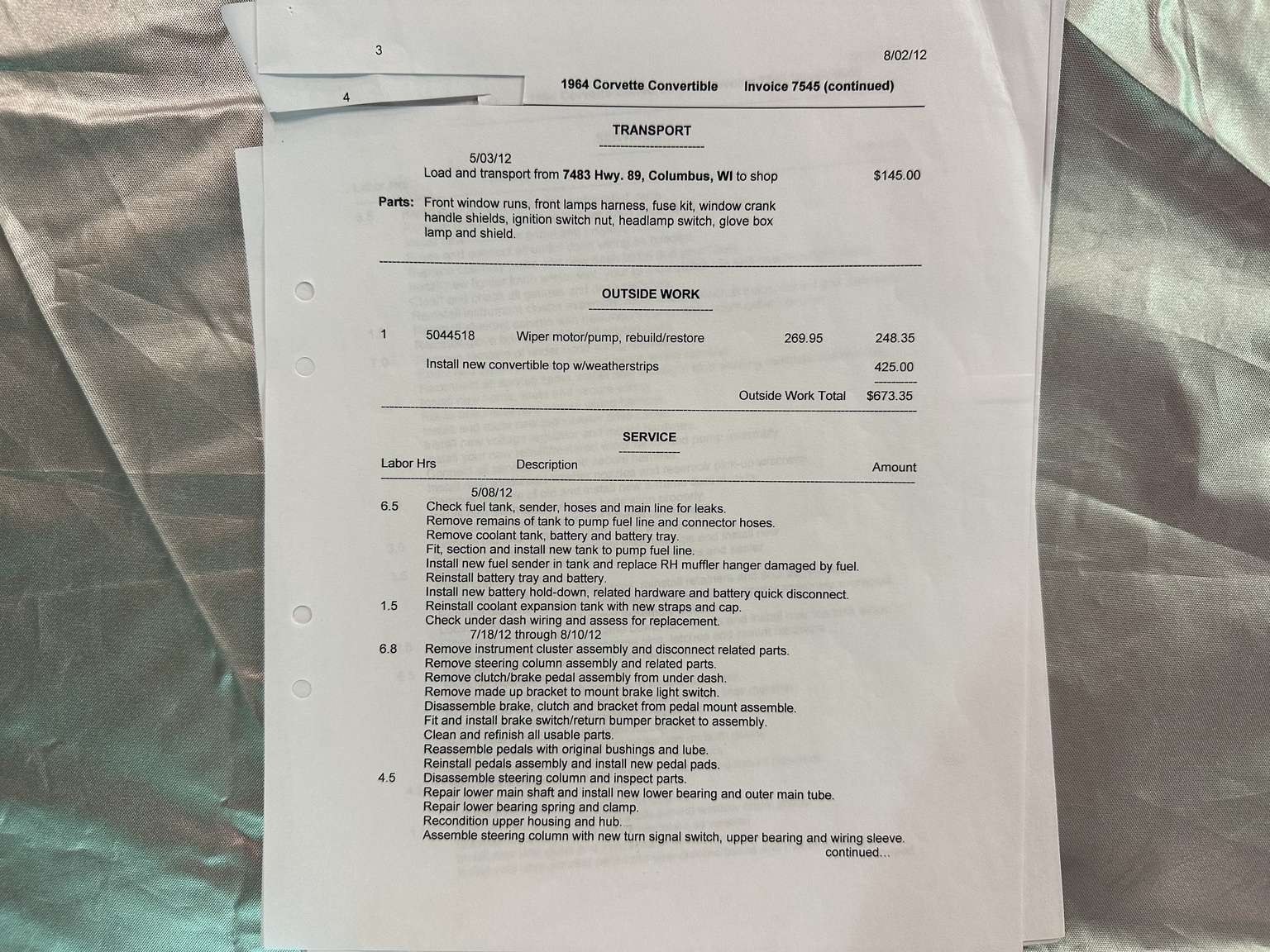 Documentation for 1964 Corvette C2 Stingray Cabriolet (4)
