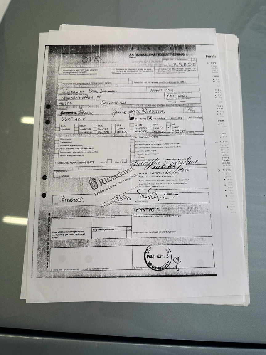 Dokumentation för 1951 Jaguar XK 120