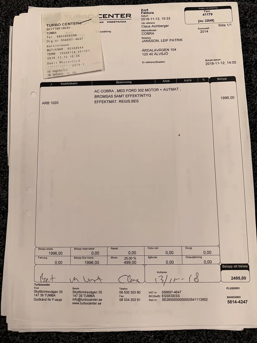 Dokumentation för 2018 Superformance Cobra (11)