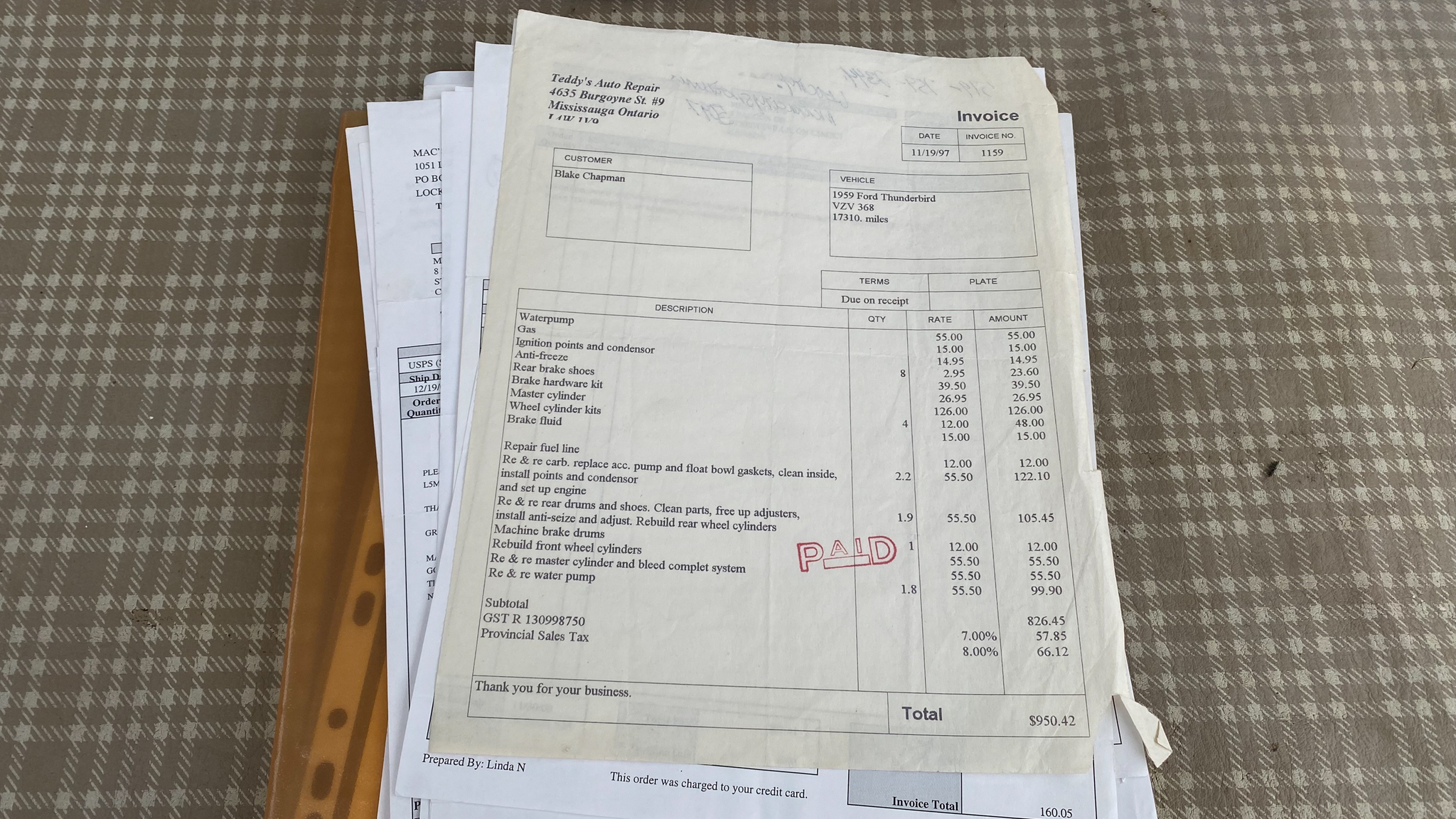 Dokumentation för 1959 Ford Thunderbird hardtop