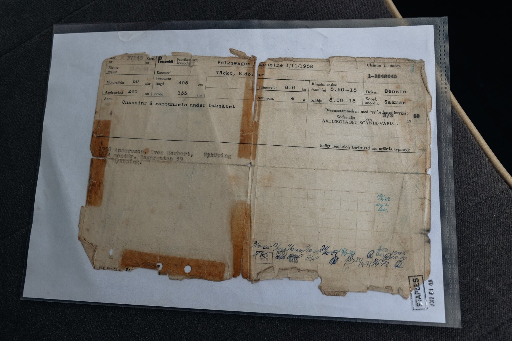 Dokumentation för 1958 Volkswagen 1200 (1)