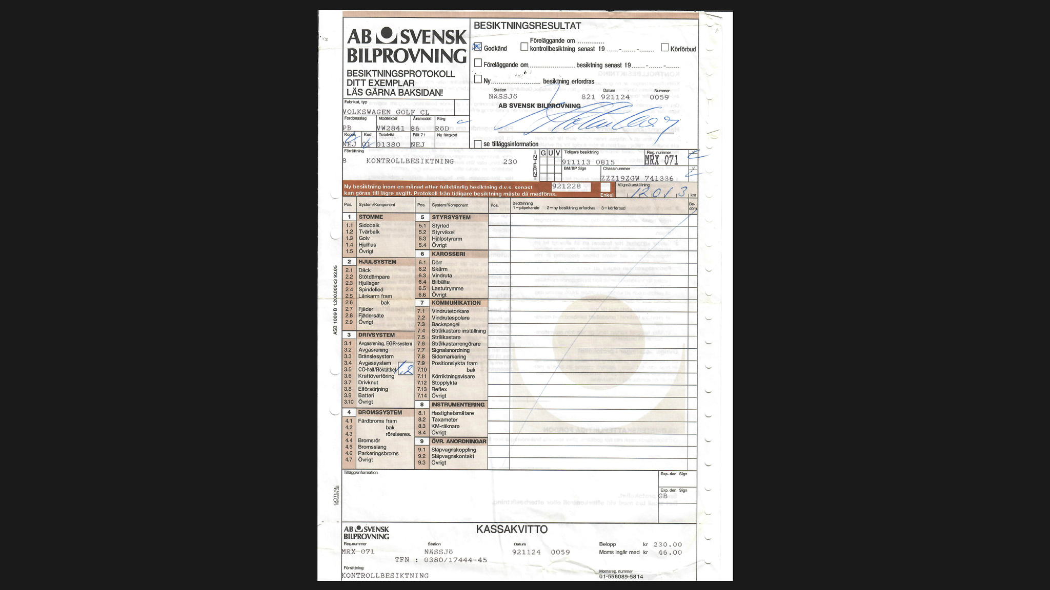 Documentation for 1986 Volkswagen Golf CL