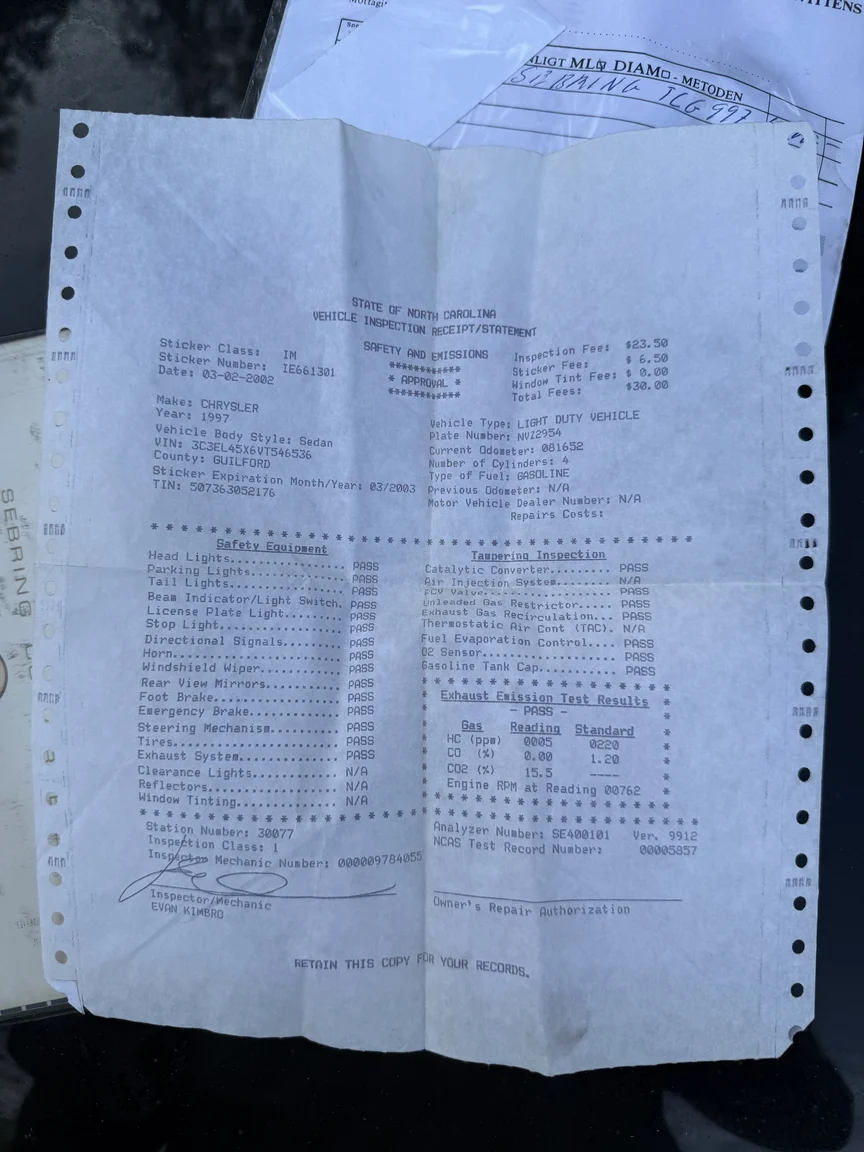 Dokumentation, 1997 Chrysler Sebring Cabriolet (8)