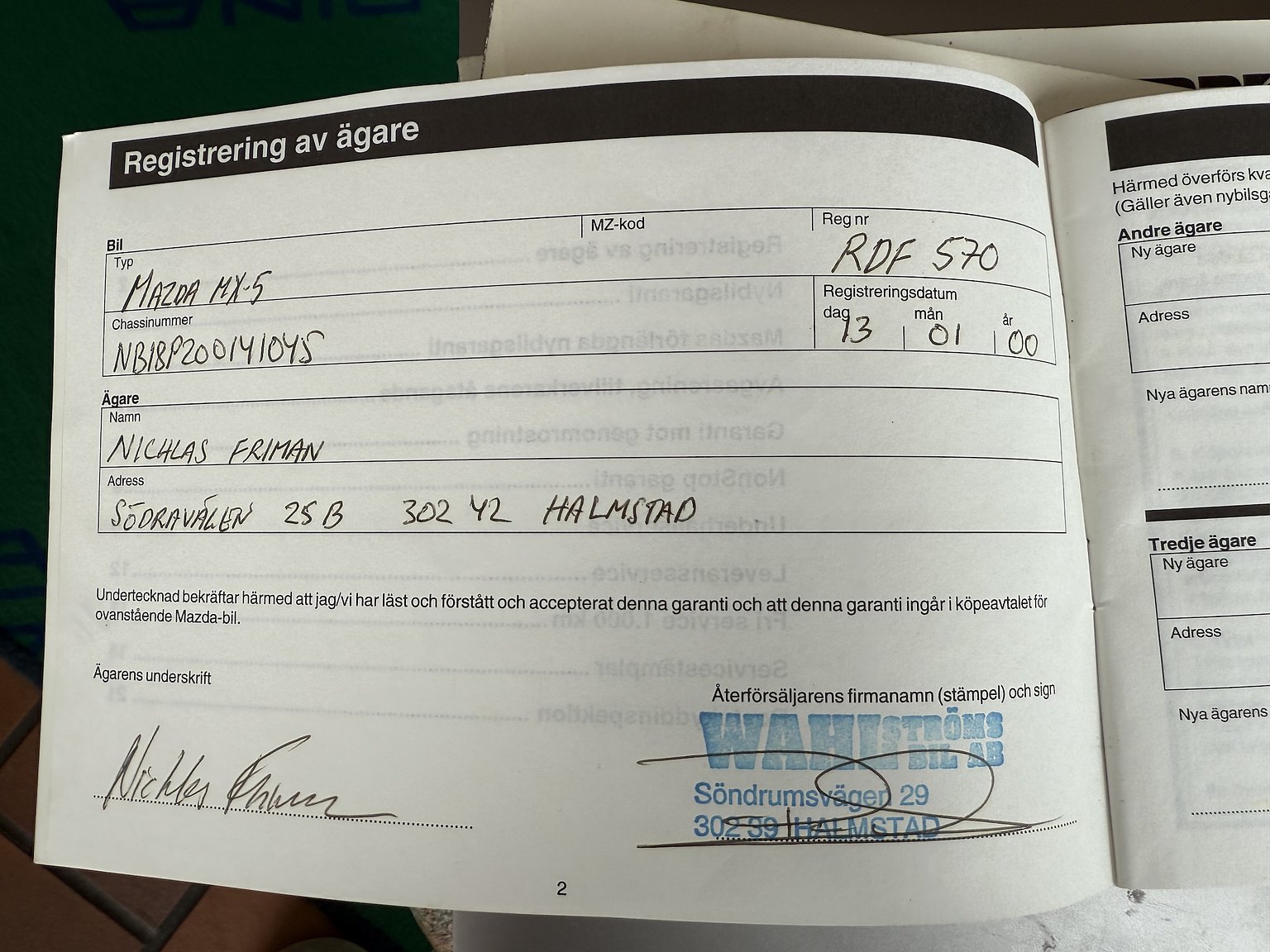 Dokumentation för 1999 Mazda MX-5