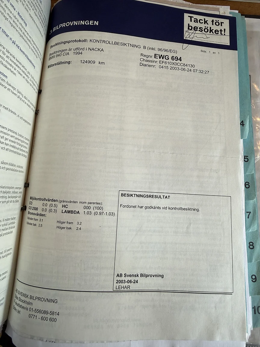 Dokumentation för 1994 BMW 840Ci (17)