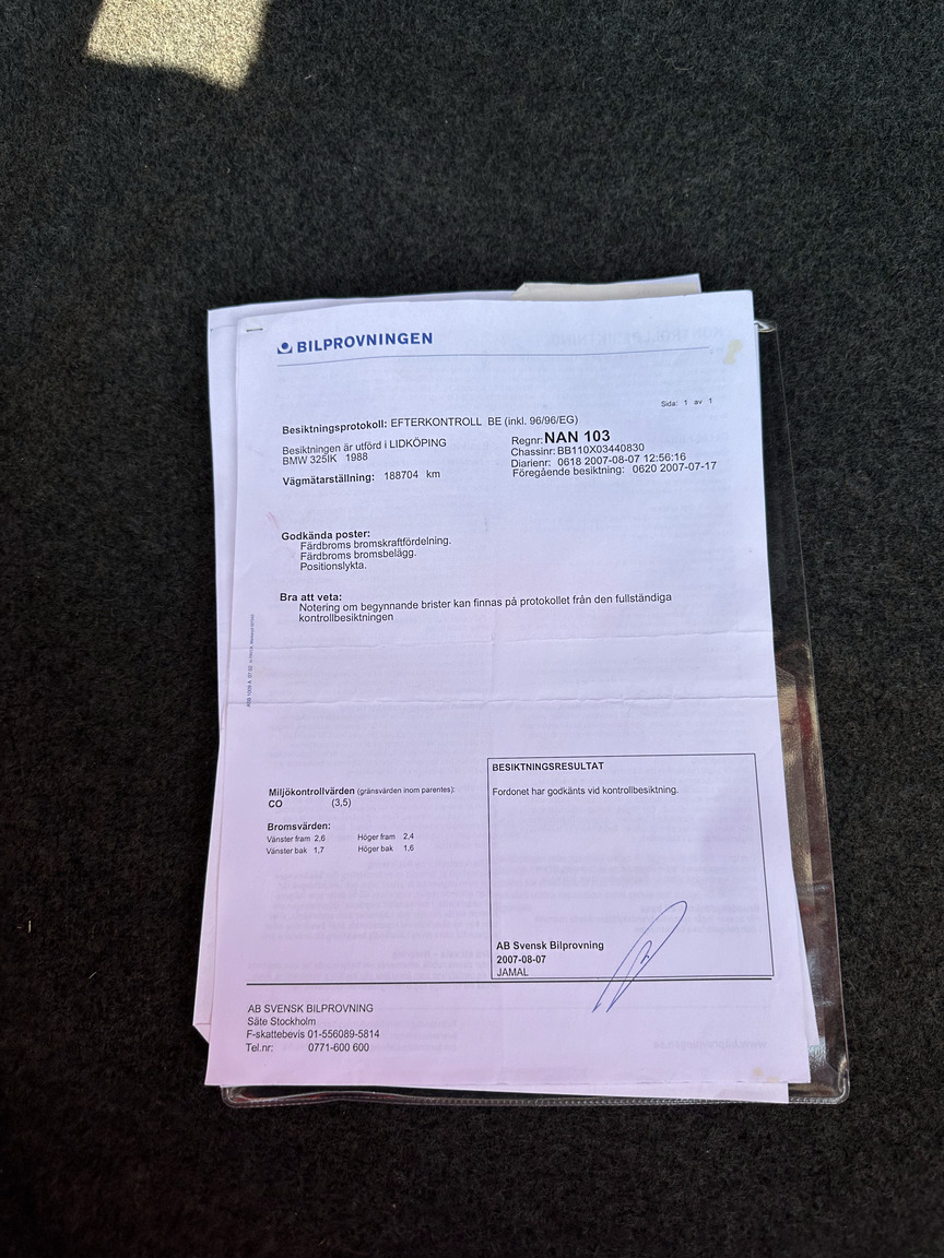 Documentation for 1988 BMW 325 Cabriolet (E30)