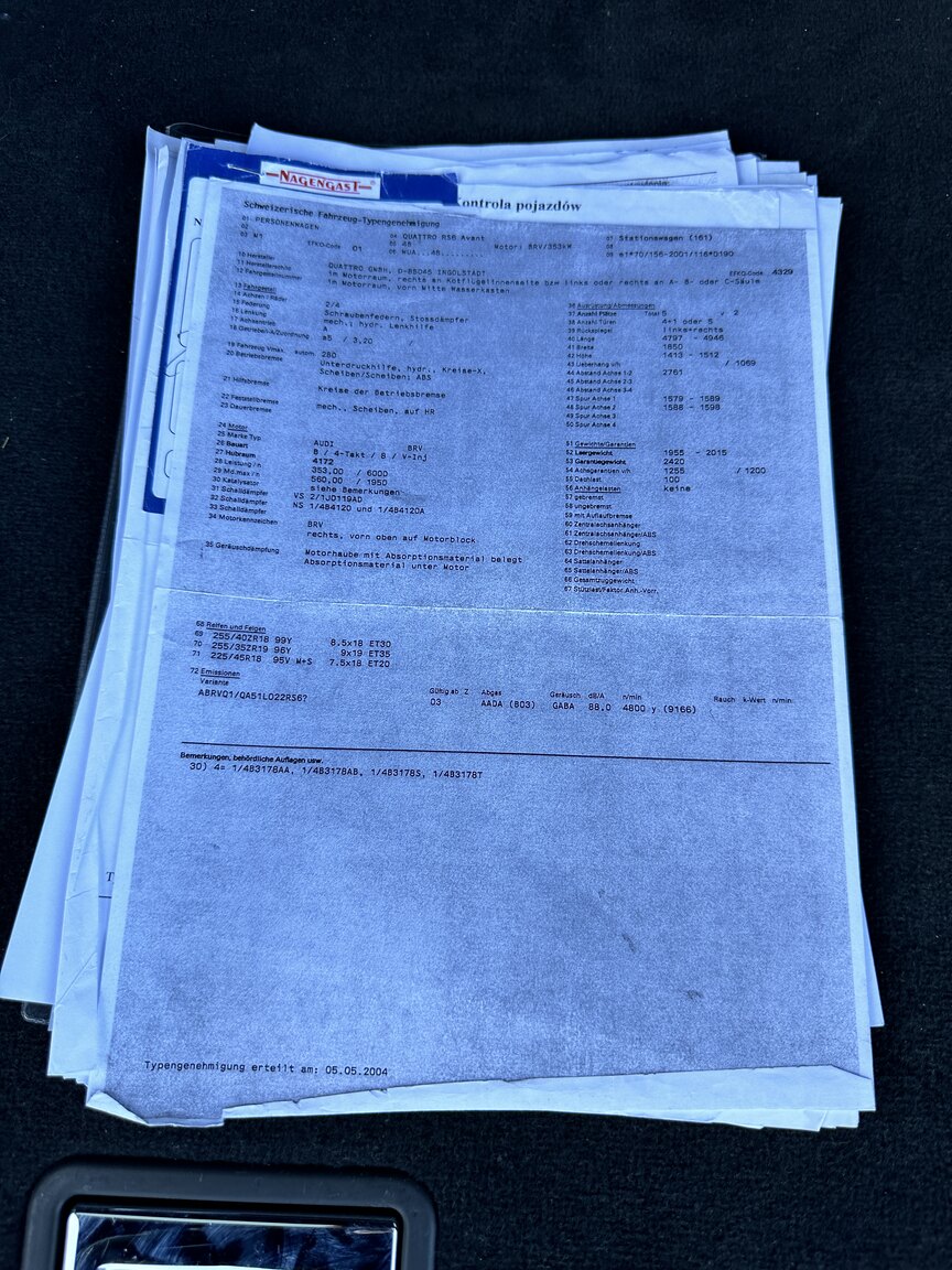 Documentation for 2003  Audi RS6 C5