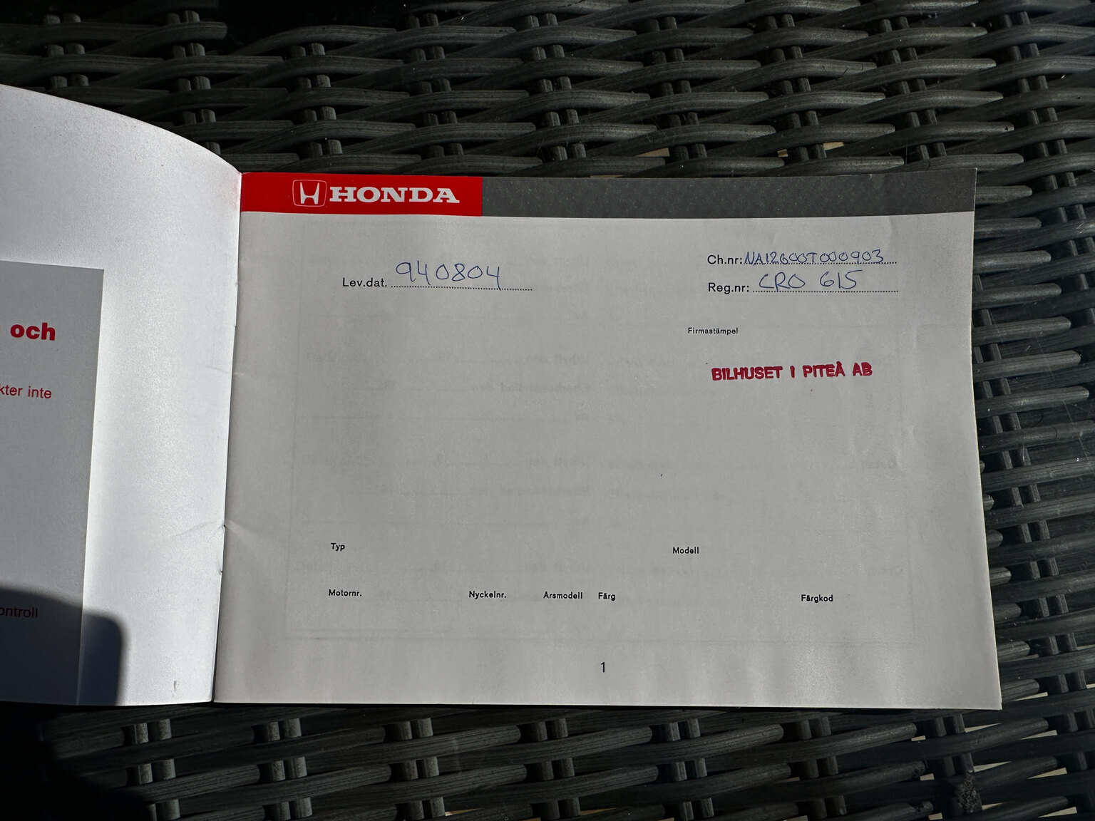 Documentation for 1992 Honda NSX 3.0