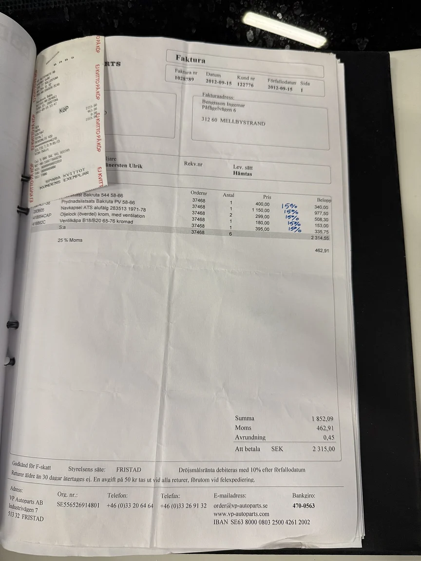 Documentation for 1961 Volvo PV544C Sport (34)