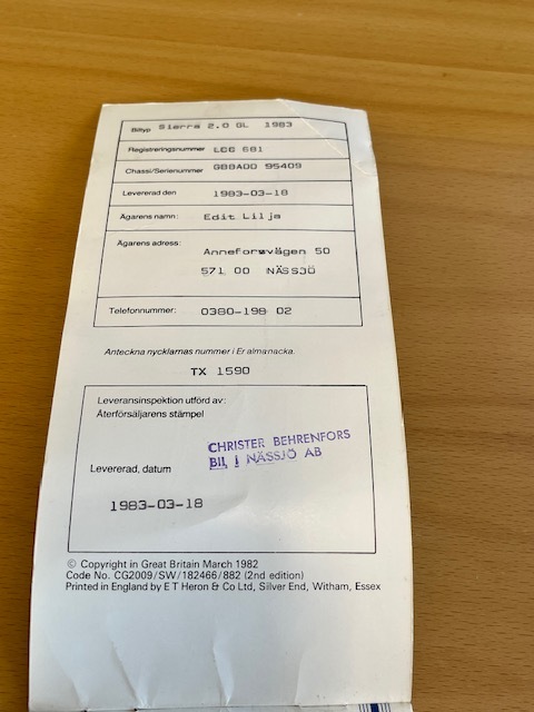 Documentation for 1983 Ford Sierra
