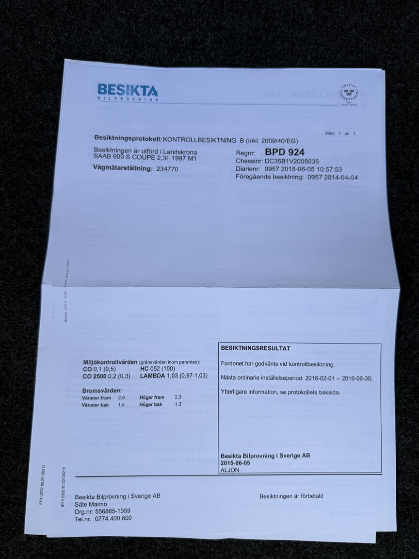 Dokumentation, 1997 SAAB 900